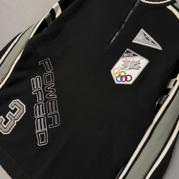 Vintage Fox Sport Ski Sports Power Speed 3 Black Heavyweight Sweater Medium - Picture 7 of 7